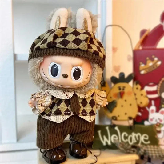 Labubu Brown Checkered Outfit - BuBu Boxes